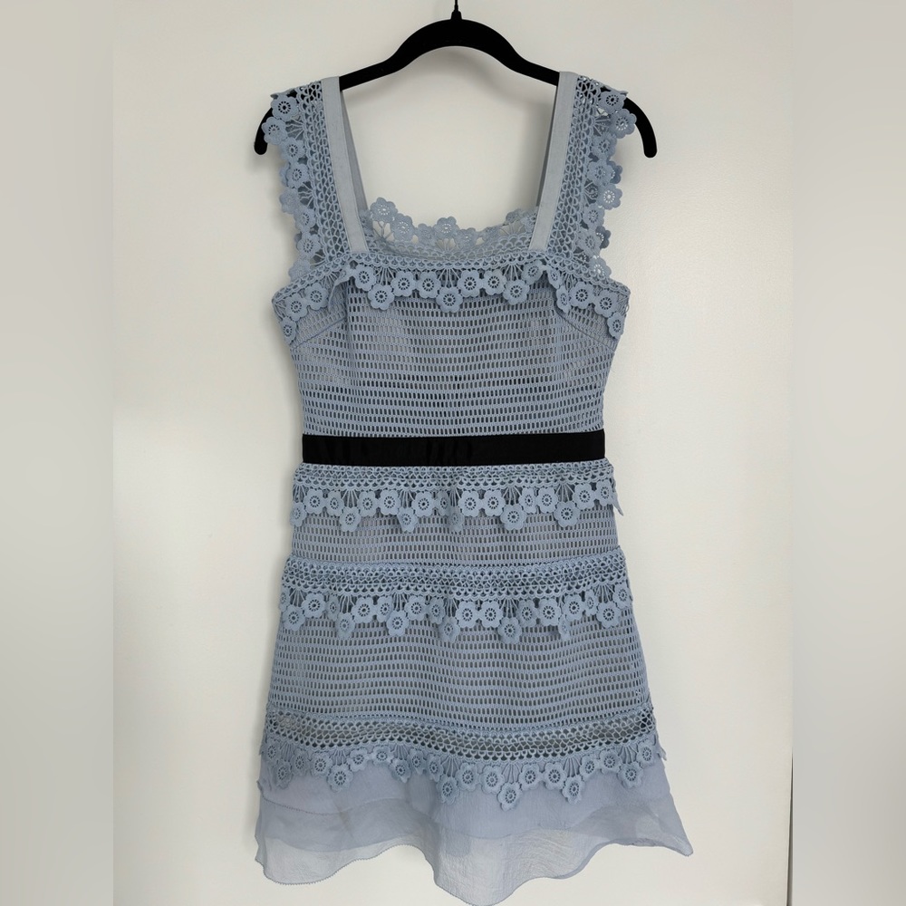 Self Portrait blue lace dress